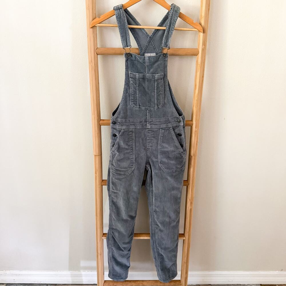 American Eagle Gray Blue Corduroy Overalls Bib Jumpsuit Women’s XXS Stretch